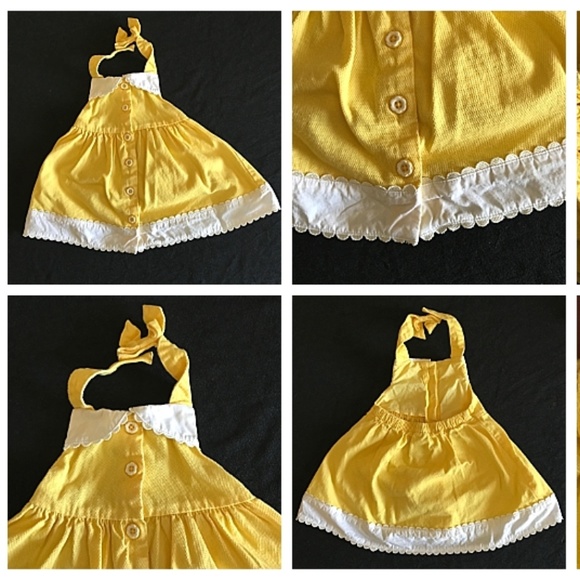 Gymboree Other - Textured Yellow Button Front Halter Dress 6-12 Mos